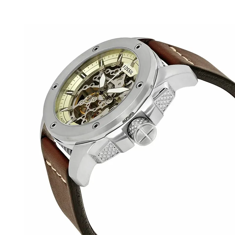 Fossil Modern Machine Automatic Skeleton Dial Brown Leather Men's Watch | ME3083